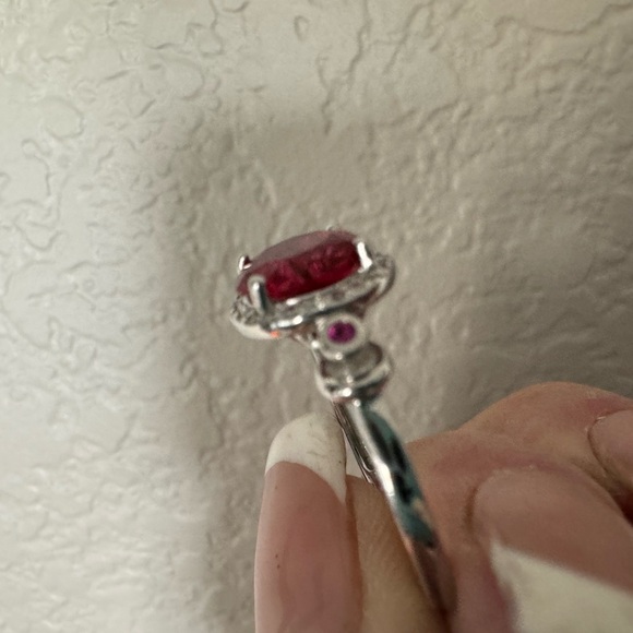 Genuine 3CT Ruby, Pink/White Sapphire Ring 7 & 8 - Picture 8 of 10